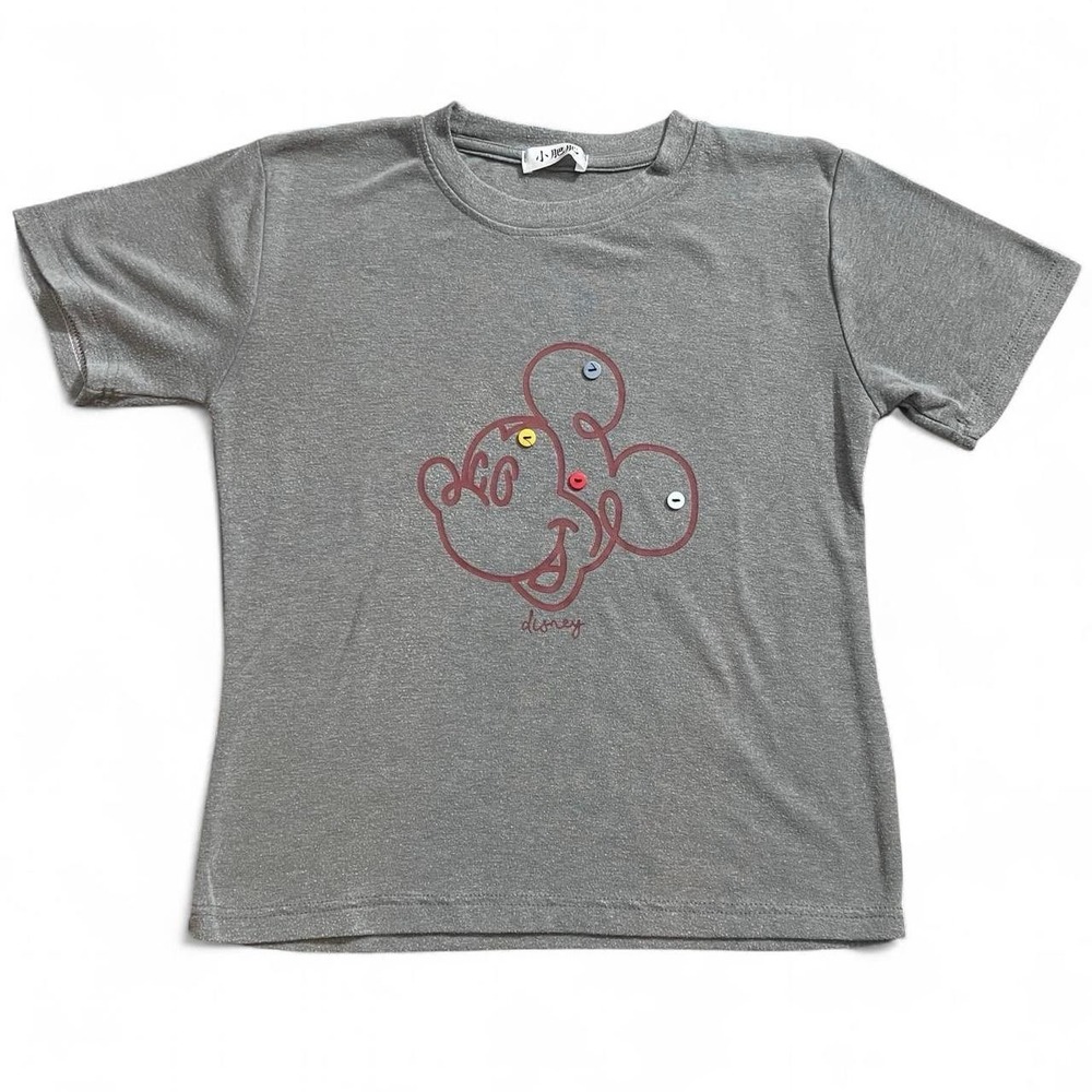 Disney Mickey Mouse Dark Gray Baby T-Shirt Women's Size Medium Skate Surf Goth